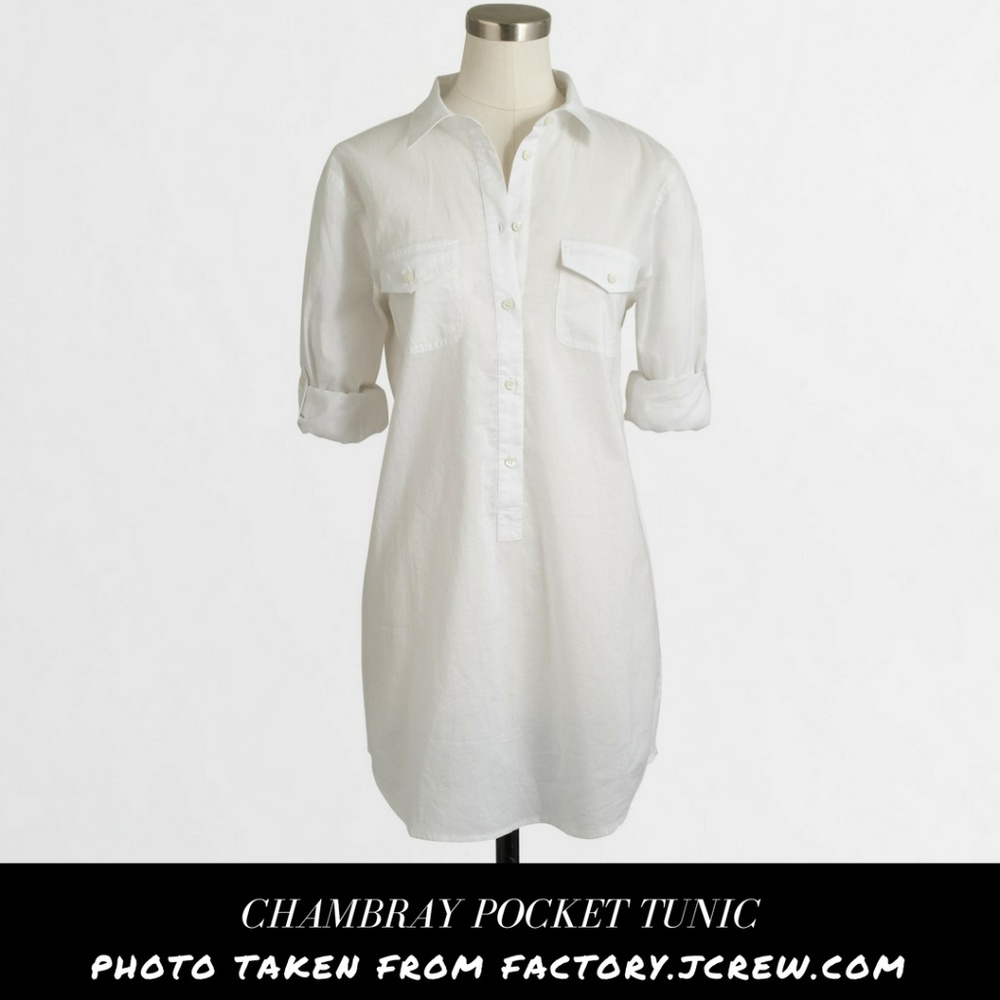 J. Crew Factory | Chambray pocket tunic | WHITE